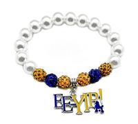 MenglisiMenglisiYBW Youngsome SIGMA GAMMA RHO sorority society Personality EEYIP enamel metal pendant white simulated pearl bead bracelet