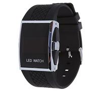 Mengmen Luxury Digital Mens Red LED Light Wrist Watch Gift Style - Black