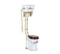 Mengmen Vintage Victorian style bathroom porcelain toilet doll house miniature white + gold