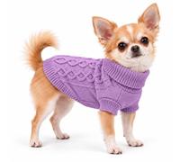 MengMengDa Dog Sweater for Small Dogs, Turtleneck Knitwear, Purple, S | Suitable for Chihuahua. Yorkie, Mini Dachshund, Jack Russell Terrier etc, perfect daily walks, travel and cozy indoor wear.