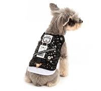 MengMengDa Small Dog Harness Boy with Leash, Puppy Clothes with Sequin Vest and White Shirt Look, Adjustable Pet Harness Outfit with D Ring for Puppy, hih Tzu, Bichon, Mini Schnauzer (Black, L)