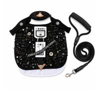 MengMengDa Small Dog Harness Leash Set for Male Dogs, Gentleman Vest Clothes, Adjustable No-Choke Mesh Walking Puppy Dress for Small Puppy, Chihuahua, Yorkie, Pomeranian (Black, XS)