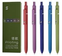 MengRan Gel Pens Set,0.5mm Fine Point Tip,Quick Drying Ink, Smooth Writing Cute Gifts Pens for Men (5 Pcs Vintage-Black Ink)