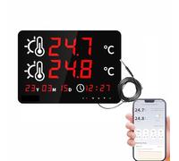 Mengshen Digital WiFi Thermometer with Waterproof Probe for Aquarium Swiming Pool Fish Tank Time Date Dual Temperature Display Tuya APP Remote Monitor