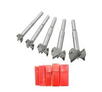 Mengshen Forstner Drill Bits 15-35mm 5PCS, HSS Carbon Flat Wing Drilling Hole Hinge Cemented Carbide Drilling Sets with Round Shank