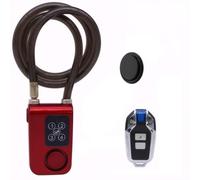 Mengshen Heavy Duty Bike Alarm Lock with Tracker Remote Control & PIN Code Access 10mm Anti-Theft Chain for Motorcycle Bike Stroller Gate Waterproof Red
