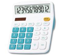 Mengshen Large Calculator, 12 Digit LCD Display Solar Battery Dual Power Financial Dedicated Standard Function Desktop Business Calculator Multifunctional Calculating Machine