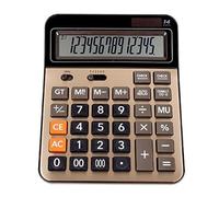 Mengshen Large Calculator Dual Power Solar Battery Calculating Machine Standard Function Desktop Business Calculator with 14 Digit Large LCD Display Basic Office Products (Gold)