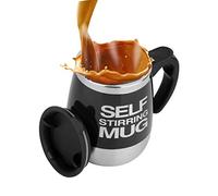 Mengshen Self Stirring Coffee Mug - Automatic Electric Stir Stainless Steel Mixing Cup for Morning Office Travel 400ml, A006A Black