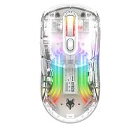 Mengshen Transparent Wireless Gaming Mice, Rechargeable Mouse with 5 Level DPI Colorful RGB Backlit Silent Click Ergonomic for PC Computer Gaming Esports Gamer Office (White)