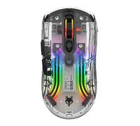 Mengshen Transparent Wireless Mouse, Rechargeable Gaming Mice with Colorful RGB Backlit 5 Level DPI Silent Click Comfortable Ergonomic for PC Computer Laptop Esports Gamer (Black)