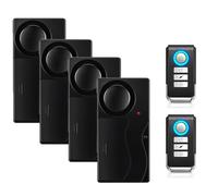 Mengshen Wireless Alarm Anti Theft Vibration Door Window Alarm Motion Sensor with 2 Remote Control Burglar Alarm for Bicycle EBikes Scooter Car 110dB Loud (4 Sensors with 2 Remote Control )