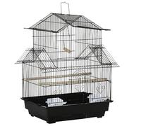 Mengtu Bird Cage, Large Front Doors Sliding Food Doors Slide-Out Tray Plastic Base Steel Wire Frame 43.5 x 33 x 63 cm Black for Finch Canary Budgie ZSSCB-UKT3398P349807UK
