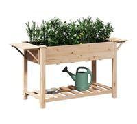 Mengtu Elevated Plant Box with Storage Shelf 23.23x61.02x30.12in Solid Wood Raised Garden Bed for Backyard Patio Balcony Outdoor garden flowerpot, suitable for placement in flower beds and lawns