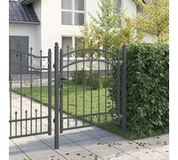 Mengtu Fence Gate with Spikes EMMEN 125 x 100 cm Powder-Coated Steel Decorative Outdoor Border for Yard, Patio, and Flower Beds ZSSCB-UK42008988UK