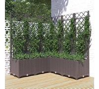 Mengtu Garden Planter with Trellis Brown 120x120x136 cm Polypropylene, Garden Trough Planter with Panel Climbing Plant Holder for Patio Yard, Outdoor Entrance Balcony Raised Bed Flower Box