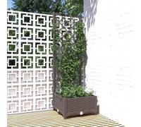 Mengtu Garden Planter with Trellis Brown 40x40x121.5 cm Polypropylene, Garden Trough Planter with Panel Climbing Plant Holder for Patio Yard, Outdoor Entrance Balcony Raised Bed Flower Box
