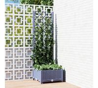 Mengtu Garden Planter with Trellis Dark Grey 40x40x121.5 cm PP, Garden Trough Planter with Panel Climbing Plant Holder for Patio Yard, Outdoor Entrance Balcony Raised Bed Flower Box