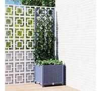 Mengtu Garden Planter with Trellis Dark Grey 40x40x136 cm PP, Garden Trough Planter with Panel Climbing Plant Holder for Patio Yard, Outdoor Entrance Balcony Raised Bed Flower Box