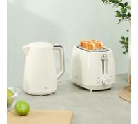 Mengtu Kettle and Toaster Set, 1.7L 3000W Fast Boil Kettle & 2 Slice Toaster Kitchen Set with 7 Level Browning Controls, Defrost, Reheat, Boil-dry Protection, Cream White ZSSCB-UKT3398P330395UK