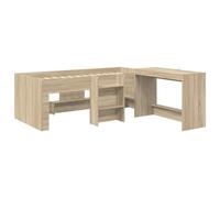 Mengtu Mentu Kids High Loft Bed Frame with Desk, 2-Piece Sonoma Oak Engineered Wood Bunk Bed for Bedroom, Space-Saving Study Station with Storage ZSSCB-UK3423440UK