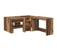 Mengtu Mentu Rustic Kids High Loft Bed with Desk, 2-Piece Set, Engineered Wood Frame in Vintage Old Wood Finish, Space-Saving Study Station for Bedroom ZSSCB-UK3423468UK