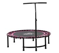 Mengtu Mini Round Steel Frame Trampoline, Adjustable 3-Level T-Bar Handle Folding Rebounder with Tear-Resistant Mat and Anti-Slip Rubber Pads for Indoor Outdoor Fitness and Kids Adults