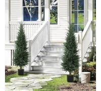 Mengtu Set of 2 Decorative Artificial Plant, 120 cm Cypress Tree with 638 Leaves in Pot, UV-Resistant Plastic Fake Tree for Indoor Outdoor Home Office ZSSCB-UKT3398P343002UK