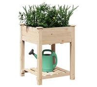 Mengtu Wood Plant Box Stand with Legs Storage Shelf 60x60x76cm Solid Wood Elevated Garden Bed for Backyard Patio Balcony Outdoor garden flowerpot, suitable for placement in flower beds and lawns