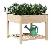 Mengtu Wood Plant Box Stand with Legs Storage Shelf 90x90x76cm Solid Wood Elevated Garden Bed for Backyard Patio Balcony Outdoor garden flowerpot, suitable for placement in flower beds and lawns