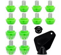 Mengudig Soccer Cleat Studs, Replacement TPU Football Spikes with Wrench, Lightweight & Durable for Adidas Firm Ground Boots, M6 Thread 8x6mm + 4x9mm, 12PCS, Green, 21