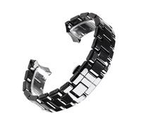MENGXIU MENGKE 18mm 22mm Ceramic Strap Compatible With Armani Watch AR1400 AR1410 AR1402 AR1401 Men Women Band Bracelet Belt Black White Butterfly Button(Black silver,18mm)