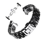 MENGXIU MENGKE 18mm 22mm Ceramic Strap Compatible With Armani Watch AR1400 AR1410 AR1402 AR1401 Men Women Band Bracelet Belt Black White Butterfly Button(Black silver,18mm)