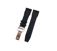 MENGXIU MENGKE 21mm 22mm Black Blue Green Brown Nylon Fabric Genuine Leather Watchband Compatible with Big Pilot Wacth Strap(Black Rose Clasp,21mm)