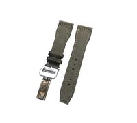 MENGXIU MENGKE 21mm 22mm Black Blue Green Brown Nylon Fabric Genuine Leather Watchband Compatible with Big Pilot Wacth Strap(Green Silver Clasp,22mm)