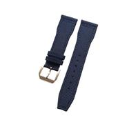 MENGXIU MENGKE 21mm 22mm Black Blue Green Brown Nylon Fabric Genuine Leather Watchband Compatible with Big Pilot Wacth Strap(Blue Rose Buckle,22mm)