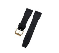 MENGXIU MENGKE 21mm 22mm Black Blue Green Brown Nylon Fabric Genuine Leather Watchband Compatible with Big Pilot Wacth Strap(Black Gold Buckle,22mm)