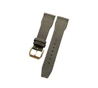 MENGXIU MENGKE 21mm 22mm Black Blue Green Brown Nylon Fabric Genuine Leather Watchband Compatible with Big Pilot Wacth Strap(Green Gold Buckle,21mm)