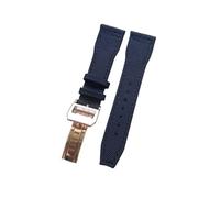 MENGXIU MENGKE 21mm 22mm Black Blue Green Brown Nylon Fabric Genuine Leather Watchband Compatible with Big Pilot Wacth Strap(Blue Rose Clasp,21mm)