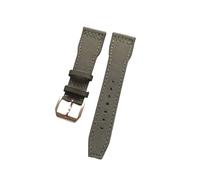 MENGXIU MENGKE 21mm 22mm Black Blue Green Brown Nylon Fabric Genuine Leather Watchband Compatible with Big Pilot Wacth Strap(Green Rose Buckle,21mm)