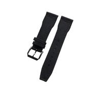 MENGXIU MENGKE 21mm 22mm Black Blue Green Brown Nylon Fabric Genuine Leather Watchband Compatible with Big Pilot Wacth Strap(Black Black Buckle,22mm)
