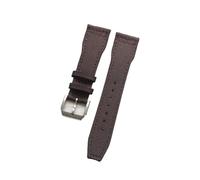 MENGXIU MENGKE 21mm 22mm Black Blue Green Brown Nylon Fabric Genuine Leather Watchband Compatible with Big Pilot Wacth Strap(Brown Silver Buckle,22mm)