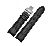 MENGXIU MENGKE 22mm 23mm 24mm Genuine Leather Curved End Watchband Compatible With Tissot Watch Belt 1853 COUTURIER T035627A T035407A T035439 Men's Strap(Black-silver,23mm)