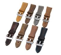 MENGXIU MENGKE 26mm Brown Vintage Retro Italy Genuine Leather Watchband Compatible with Panerai Strap Watch Band Belt for 47mm Dial Tang Buckle(Brown 2,Black Buckle)