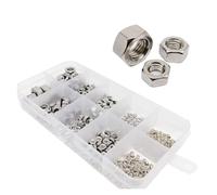MENGXIU MENGKE 445/669pcs M1 M1.2 M1.4 M1.6 M2 M2.5 M3 M3.5 M4 M5 M6 M8 M10M12M16 304 Stainless Steel DIN934 Hex Hexagon Nut Set Assortment Kit(Set A 445pcs)