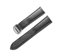 MENGXIU MENGKE Belt Leather Watch Strap Litchi Soft Leather Men's Belt Ladies' Strap Compatible With Cartier Tank London Blue Watch Accessories(Black silver buckle,17mm)