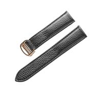MENGXIU MENGKE Belt Leather Watch Strap Litchi Soft Leather Men's Belt Ladies' Strap Compatible With Cartier Tank London Blue Watch Accessories(Black gold buckle,15mm)