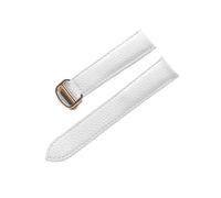 MENGXIU MENGKE Belt Leather Watch Strap Litchi Soft Leather Men's Belt Ladies' Strap Compatible With Cartier Tank London Blue Watch Accessories(White Gold Buckle,21mm)