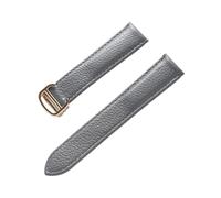 MENGXIU MENGKE Belt Leather Watch Strap Litchi Soft Leather Men's Belt Ladies' Strap Compatible With Cartier Tank London Blue Watch Accessories(Grey Gold Buckle,16mm)