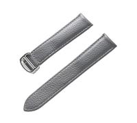 MENGXIU MENGKE Belt Leather Watch Strap Litchi Soft Leather Men's Belt Ladies' Strap Compatible With Cartier Tank London Blue Watch Accessories(Grey silver buckle,19mm)